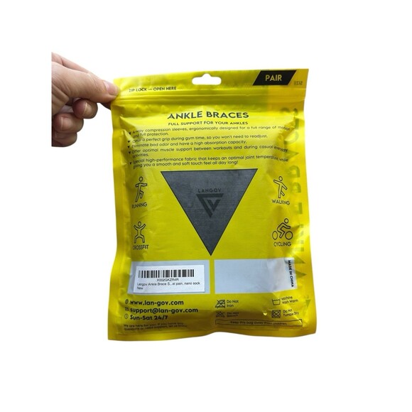 Langov Ankle Brace Pair Adult M Compression Sleeve Ankle Unisex Compression - Picture 5 of 6